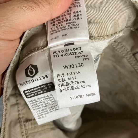 Levi's 514 Jeans Mens 30x30 Beige Khaki Straight Fit Waterless Sustainable - Picture 7 of 10